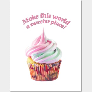 Unicorn Cupcake with Pink and Teal Frosting Posters and Art